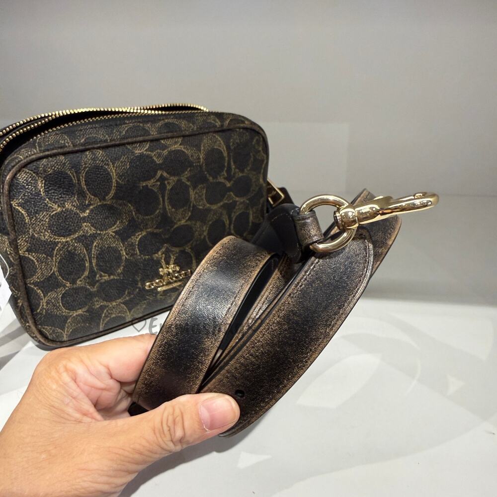 Coach Mini Carey Crossbody Bag In Loved Signature Canvas CEK73 Gold/Brown - Picture 7 of 7